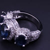 Custome Made 14K White Gold Ring With Blue Sapphire and Diamonds