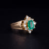 Emerald & Diamond Cluster Ring in 14K Yellow Gold