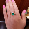 Emerald & Diamond Cluster Ring in 14K Yellow Gold