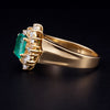 Emerald & Diamond Cluster Ring in 14K Yellow Gold