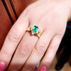 Emerald & Diamond Cluster Ring in 14K Yellow Gold
