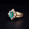 Emerald & Diamond Cluster Ring in 14K Yellow Gold