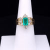 Emerald & Diamond Cluster Ring in 14K Yellow Gold