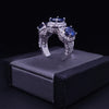 Custome Made 14K White Gold Ring With Blue Sapphire and Diamonds
