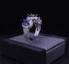 Custome Made 14K White Gold Ring With Blue Sapphire and Diamonds