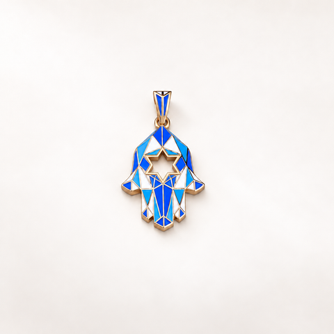Custom Made Hamza Pendant in 14K Yellow Gold - We Have 9 Different Colors