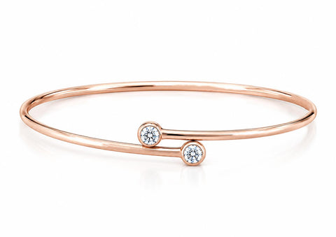 Elsa Peretti Diamond Hoop Single-row Bangle R/G