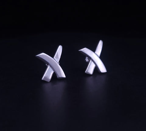 Tiffany & Co. Sterling Silver Kiss Cross Women's  Earrings 925