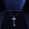 Tiffany & Co PLT Fleur de Lis  Key Necklace Diamonds Pendant Charm Chain 16''