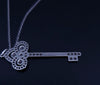 Tiffany & Co PLT Fleur de Lis  Key Necklace Diamonds Pendant Charm Chain 16''