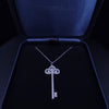 Tiffany & Co PLT Fleur de Lis  Key Necklace Diamonds Pendant Charm Chain 16''