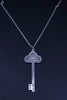 Tiffany & Co PLT Fleur de Lis  Key Necklace Diamonds Pendant Charm Chain 16''
