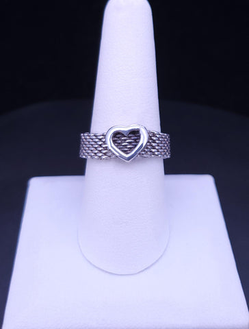 Tiffany & Co. Somerset Heart Mesh Band - Sterling Silver 925 Love Statement Ring