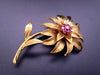 Tiffany Vintage Brooch with Ruby and Diamond in 18K Yellow Gold