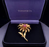 Tiffany Vintage Brooch with Ruby and Diamond in 18K Yellow Gold