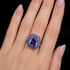 Cushion-Cut Amethyst & Blue Sapphire Halo Cocktail Ring in 14K White Gold