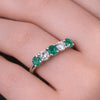 Antique Emerald and Diamond Band Ring, Five-Stone Design