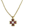 Tiffany & Co. 18k Yellow Gold Ruby & Diamond Mini Cross Pendant