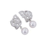 Chanel White Gold Diamond And Pearl Camelia Earrings