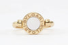 BVLGARI 18K ROSE GOLD FLIP RING SET W/MOTHER OF PEARL AND PAVE DIAMONDS