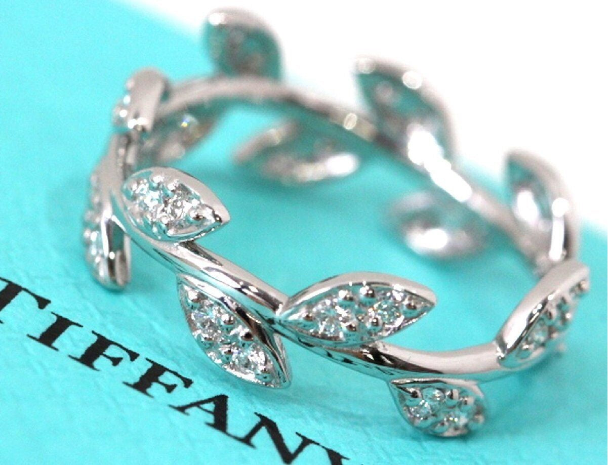 Tiffany Paloma Picasso 18k White Gold Olive Leaf Ring Crown Jewelers
