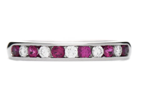 Tiffany Co Platinum Diamond Ruby Wedding Band Ring