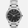 Burberry Gents Silver Tone Steel Black Face