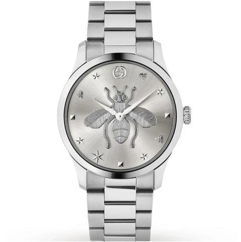 Gucci G Timeless Silver Dial Silver Steel Strap Watch For Women - YA1264126