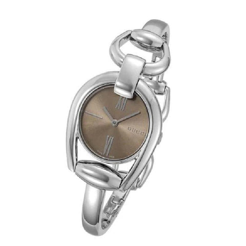 Gucci Horsebit Collection Quartz Brown Dial Silver Steel Strap Watch For Women