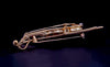 Custome Made Vintage 18K Yellow Gold Violin Brooch With Ruby & Diamonds