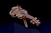 Custome Made Vintage 18K Yellow Gold Violin Brooch With Ruby & Diamonds