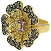 Vintage Flower Ring CZ  in 18k Yellow Gold