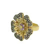 Vintage Flower Ring CZ  in 18k Yellow Gold