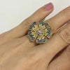 Vintage Flower Ring CZ  in 18k Yellow Gold