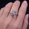 Custom Made Butterfly Ring with Diamonds in 14K White Gold