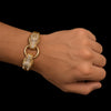 18K Yellow Gold Royal Dragon Double Head Bracelet with Diamond