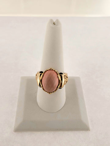 Vintage Coral and Amethyst Ring in 14K Yellow Gold