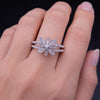 Floral Diamond Cluster Ring with Baguette Accents in 14K White Gold