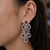 Ruby and Diamonds Dangle Earrings in 14K Yellow Gold