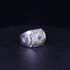 Multicolor Stone Men's Ring In 14K White Gold Size 9