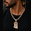 Custom Made Jesus Pendant with Diamonds in 14K Yellow Gold