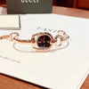 Gucci Horsebit Collection Black Dial Rose Gold Steel Strap Watch For Women