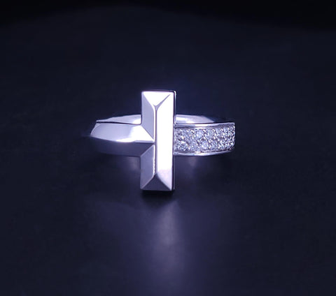 Tiffany T T1 Ring in White Gold with Diamonds
