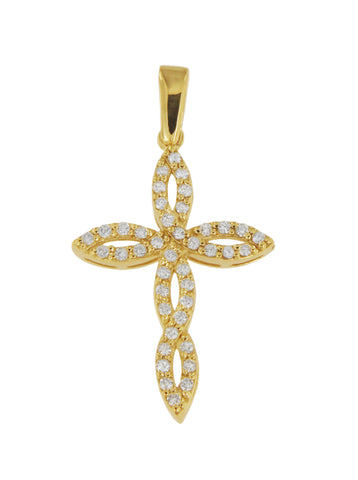 Elegant Yellow Gold Cross with Diamonds