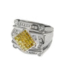 Men's14k White Gold Ring with Yellow & White Diamonds