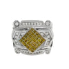 Men's14k White Gold Ring with Yellow & White Diamonds
