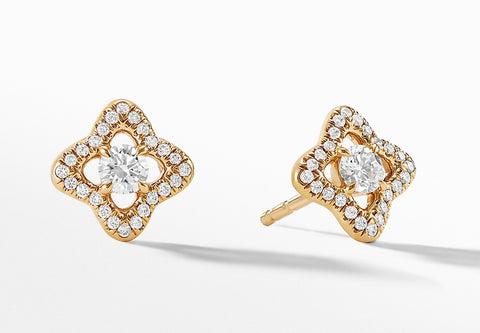 David Yurman Venetian Quatrefoil Earrings with Diamonds in 18K Gold