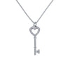 Tiffany & Co. 18k White Gold Diamond Heart Key Mini Pendant 1"