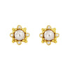 Flower shape Yellow Gold Stud Earrings with Pearl