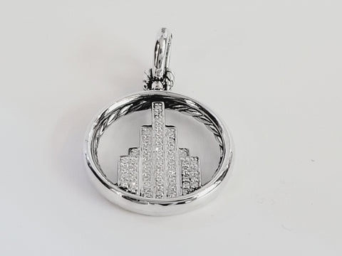 Empire Amulet in Sterling Silver with Pave Diamonds